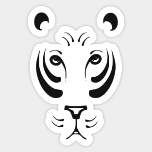 Tiger silhouette with black strokes. Wild animal world in lines. Sticker